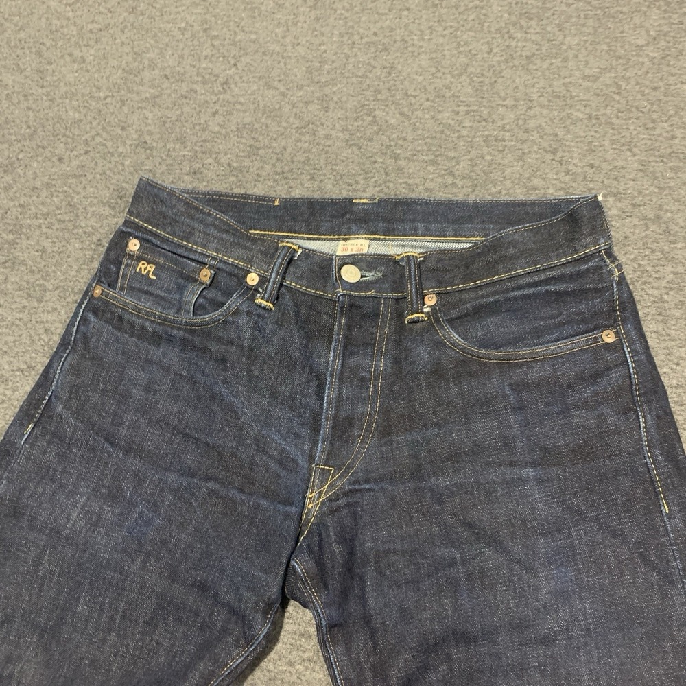 Double RL Men's Slim Fit American Woven SELVEDGE Denim Jeans Button Fly- 30x30 - Picture 5 of 15
